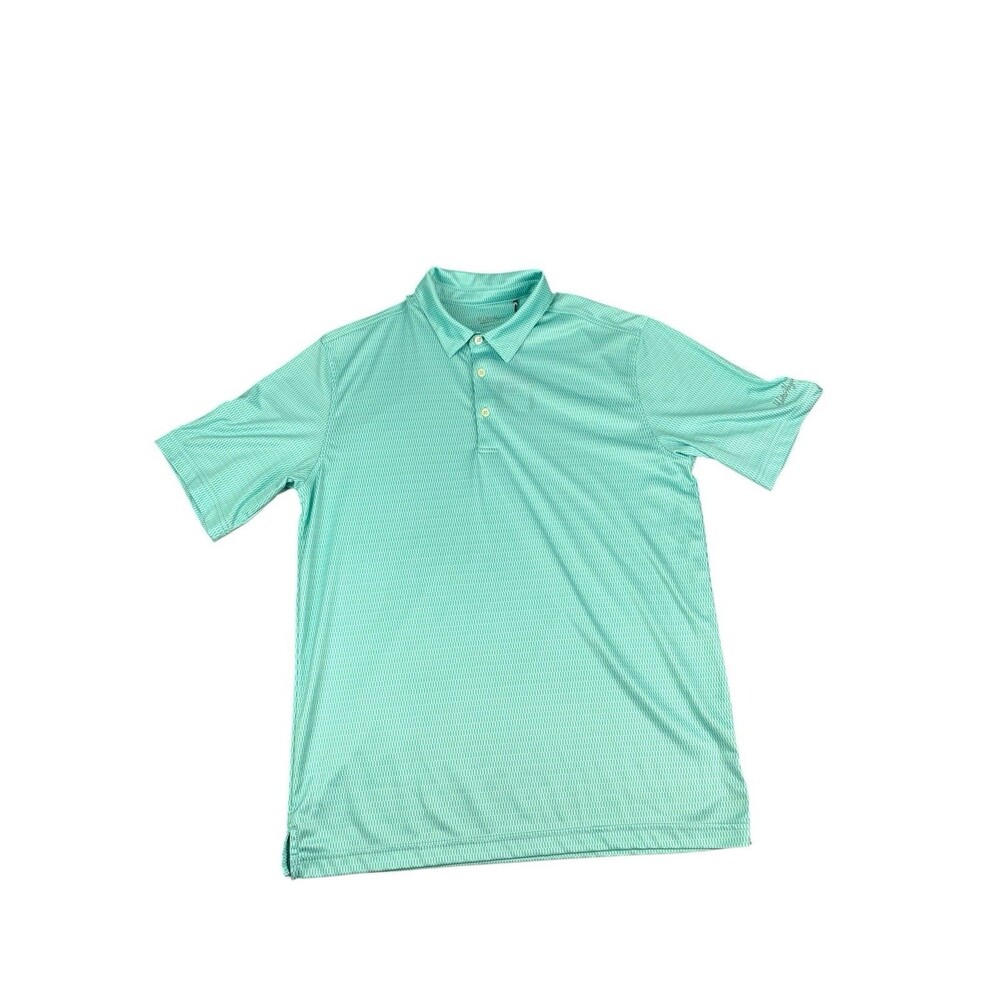 Walter Hagen Essentials Polo Shirt, Mint Green Geometric, Men's Size Medium, NEW
